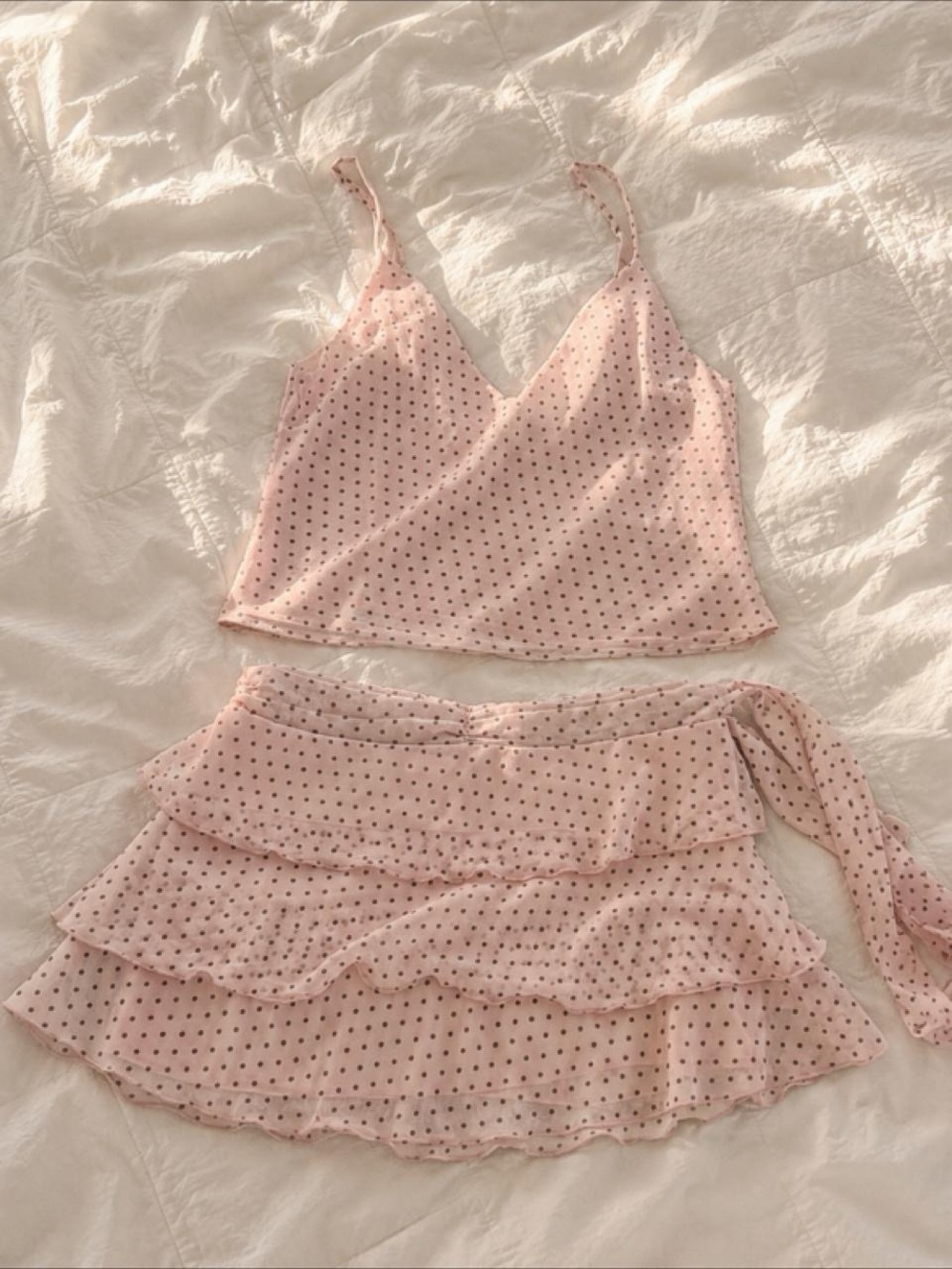 Light Pink Polka Dot V-Neck Cami Top – Women